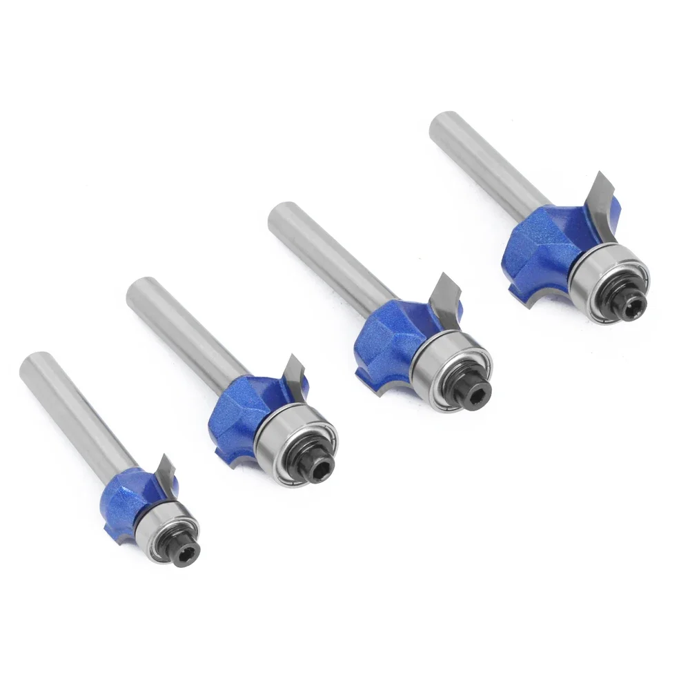 AURWOF 4-teiliges Rundfräser-Set aus Vollhartmetall, 1/4 Zoll (6 mm) Schaft, Fräser R3,17–6,35 mm für die Kantenprofilierung von Holz, H06051T4ABL – Detail 4