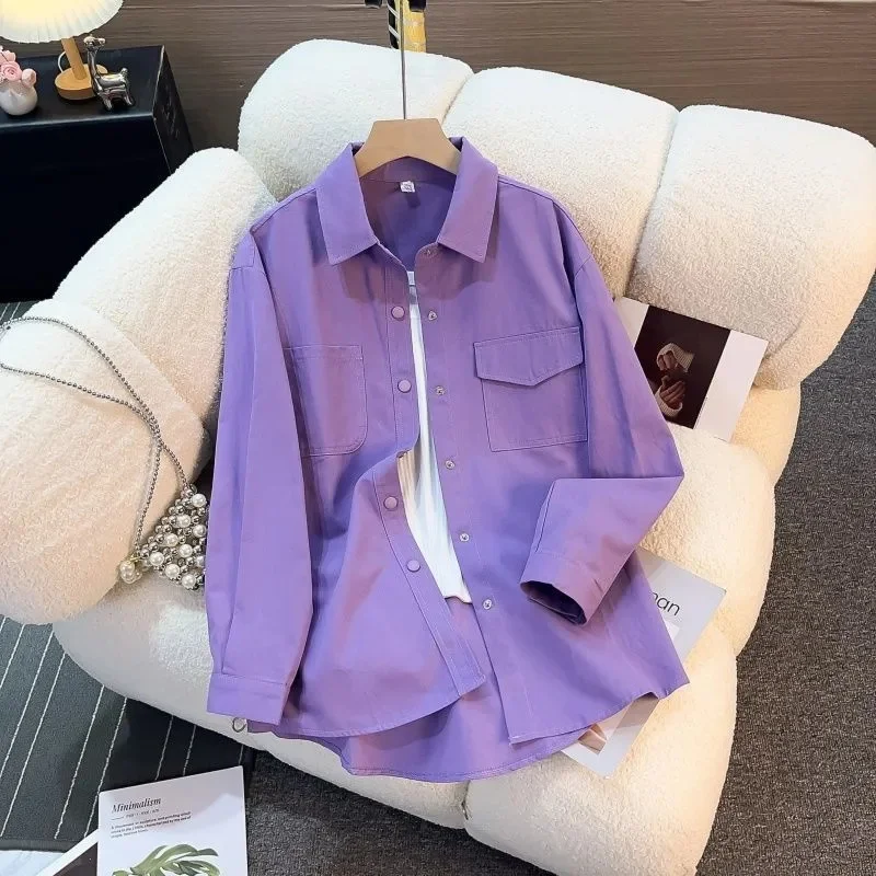 

Cotton Shirt Women's Spring Autumn New Coat Fashion Cardigan Western Style Korean Jacket Temperament Loose Tops Female Blouse