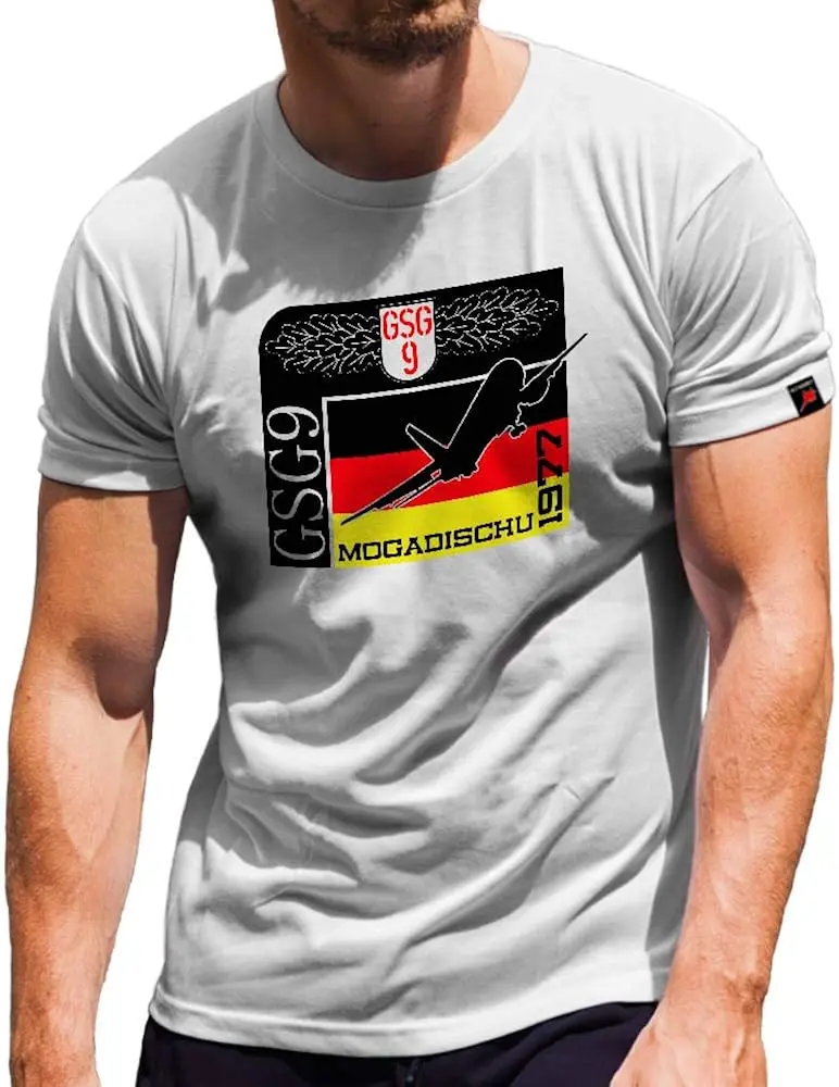 

GSG9 Mogadishu 1977 German Special Unit Insignia Flag T-Shirt 100% Cotton O-Neck Short Sleeve Summer Casual Mens T-shirt