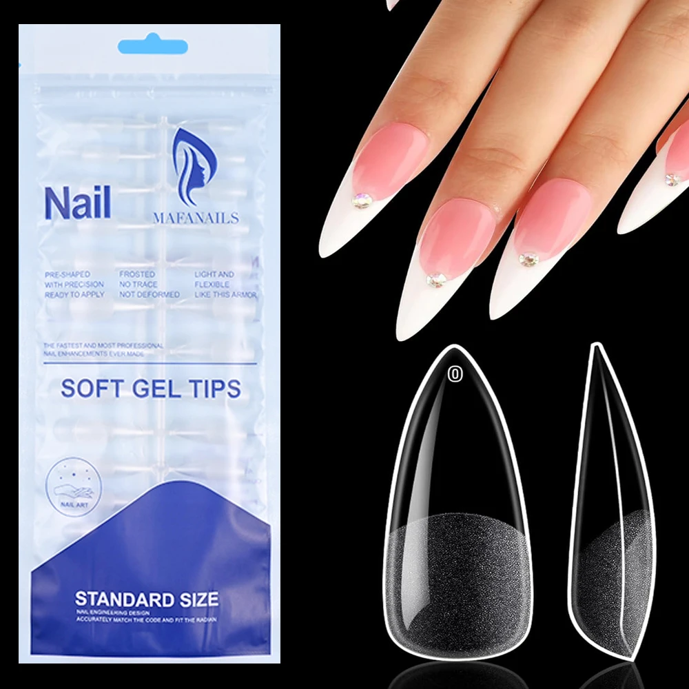 Uñas postizas de cobertura completa, Gel suave, cápsula de Pose americana, puntas de uñas postizas para extensión de uñas postizas prepulidas, 120 piezas