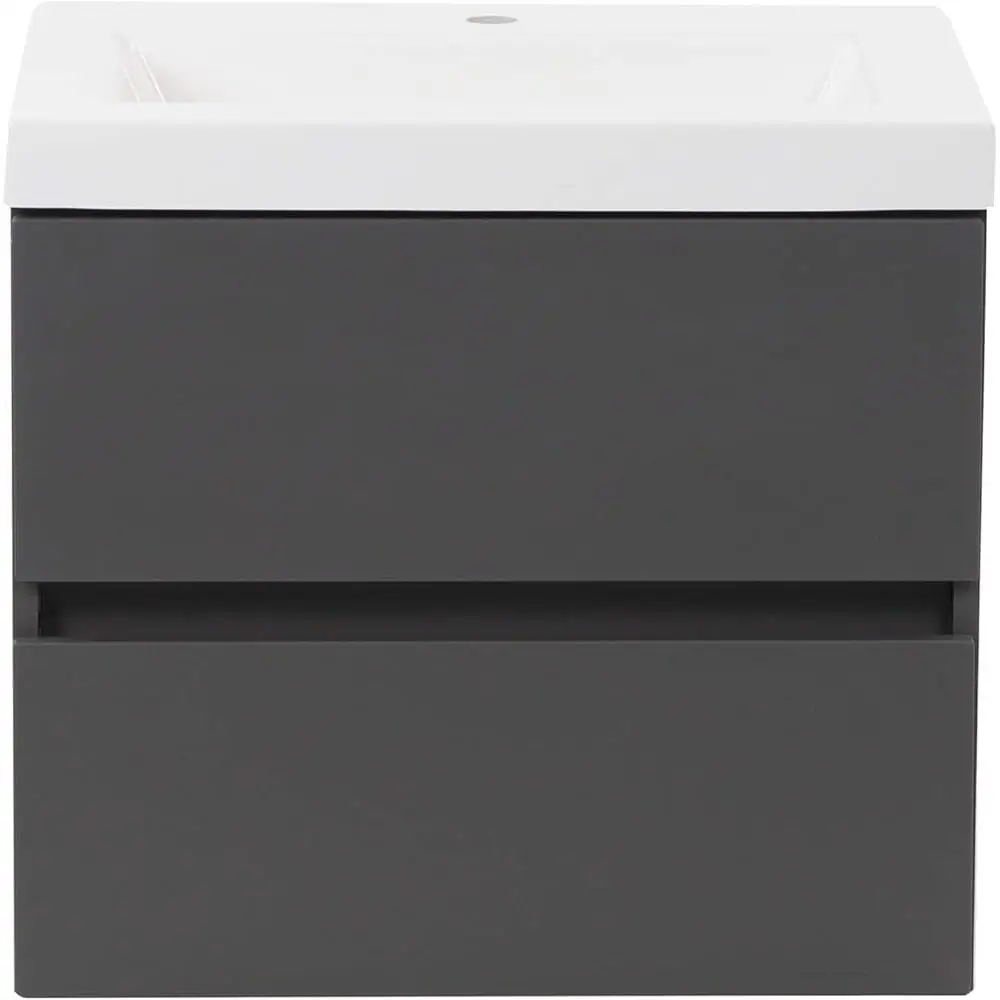 Spring Mill Cabinets Innes 24 Inch Floating Bathroom Vanity with White Single Sink Top 2 Soft-Close Drawers 24.5