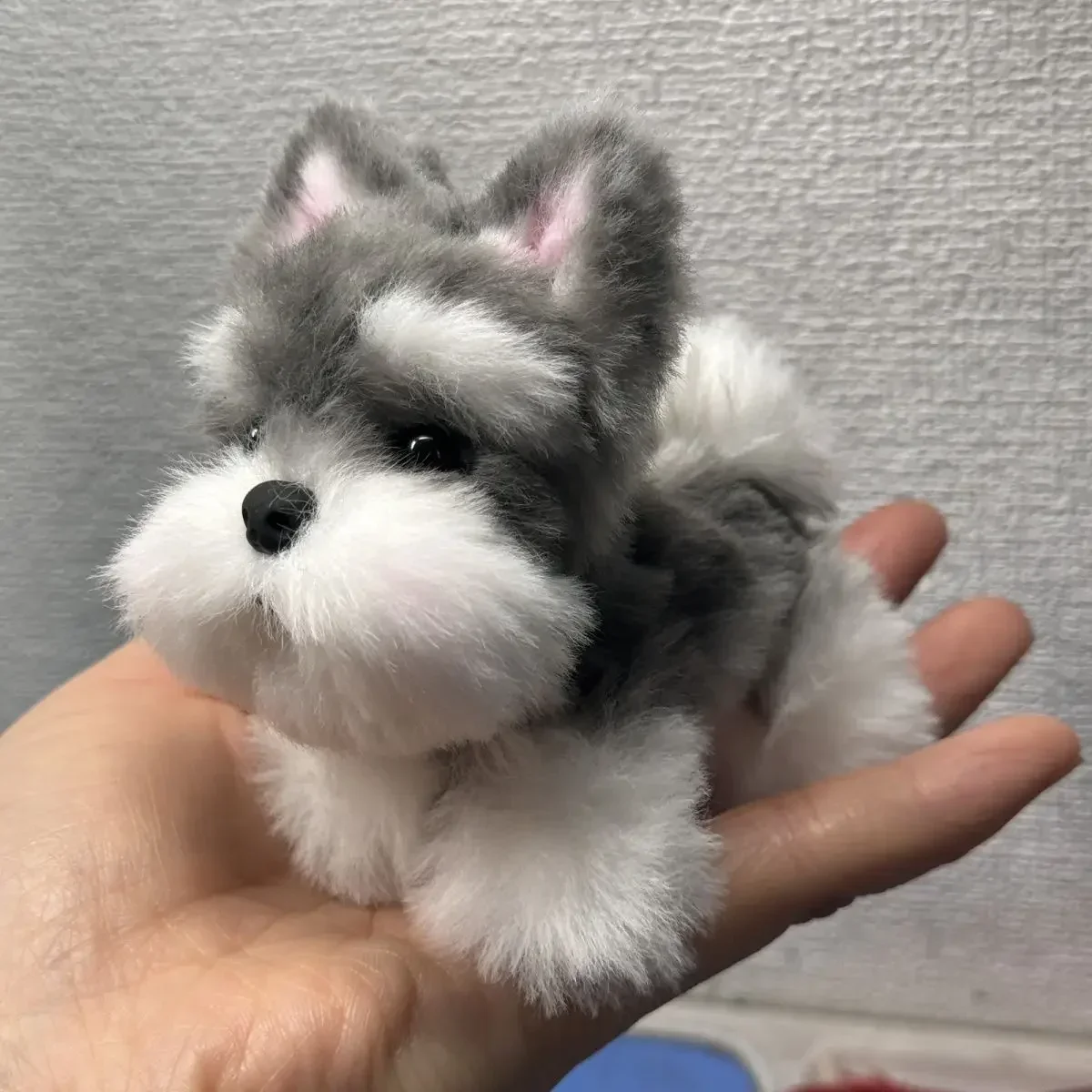 Adorno de muñeco de perro Schnauzer hecho a mano de 10cm, bonitos tallos de chenilla, producto terminado, muñeco de cachorro, decoración de escritorio para el hogar, regalo para niños