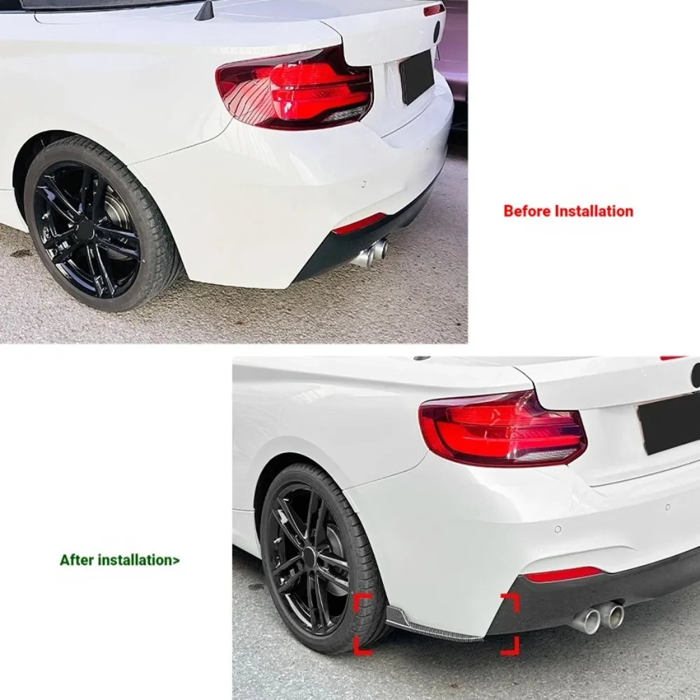2Pcs Rear Side Bumper Spoiler Protector ABS Body Kits Tuning Gloss Black/Carbon Look For BMW 2 Series F22 F23 M Sport 2015-2019 view 4