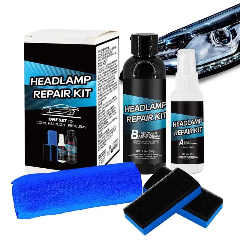 

Headlight Cleaning Kit Headlight Lens Cleaner With Sponge Wipes Towel Lens Cleaner Powerful Headlamp Restorer For Dull Yellow