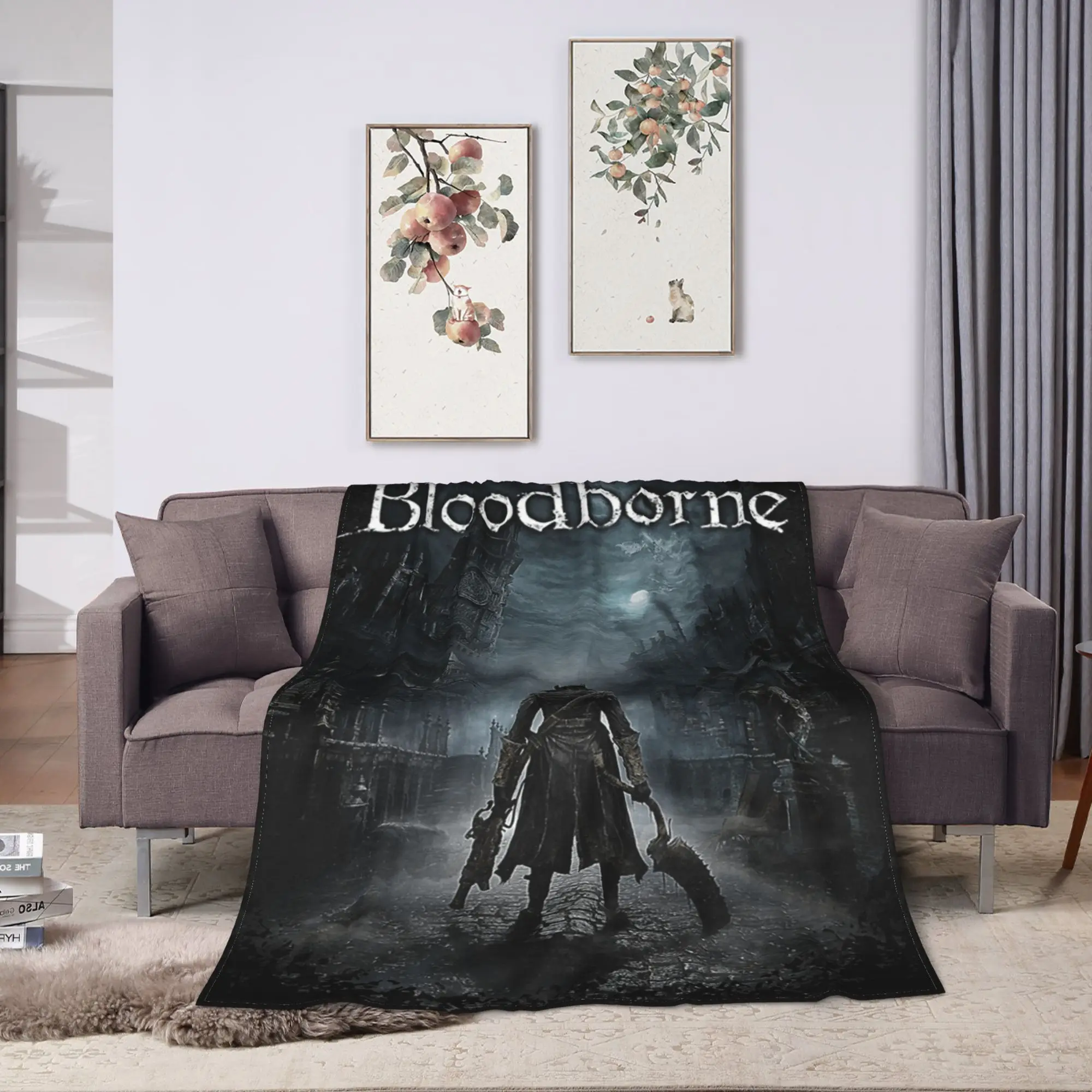 Main Hunter in Yharnam  For Gamers Bloodborne Soft Warm Blanket  Plush Bedding Throws Home Decor Flannel Bedspread Bed Cover