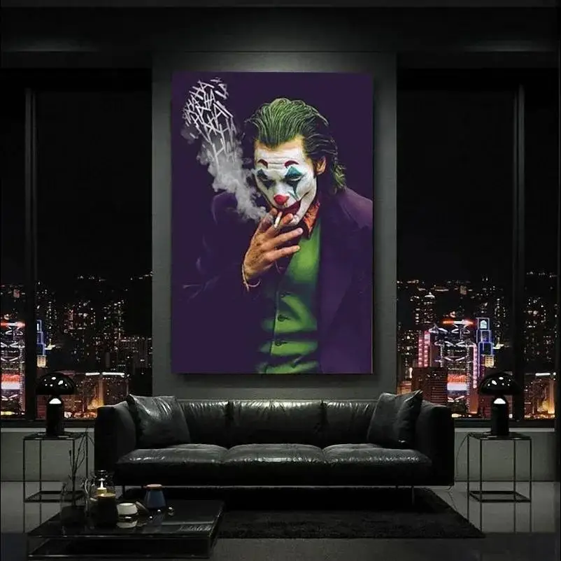 Modern Joker Movie Star Canvas Print  Mystical HighEnd Wall Art for Living Room  Hotel Decor