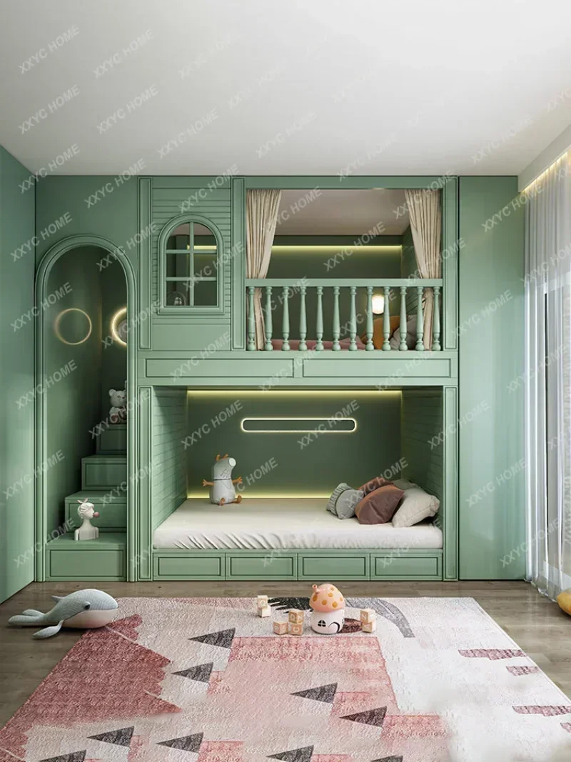 Children's Room Customized Sliding Ladder Bed Tree House Upper and Lower Bunk Bunk Bed Elevated Two-Child Bed