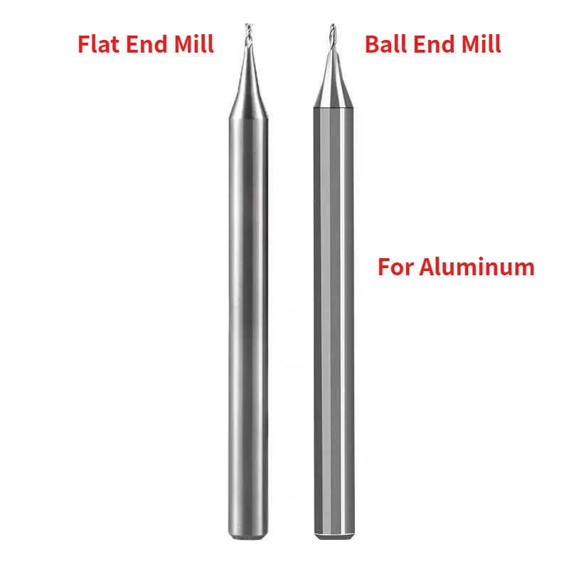 HRC60 D0.1-0.9 R0.05-R0.45 Micro 2 Flöten Flachschaftfräser CNC-Fräser 4 mm Schaft Wolframkarbid-Schaftfräser Mini-Fräser