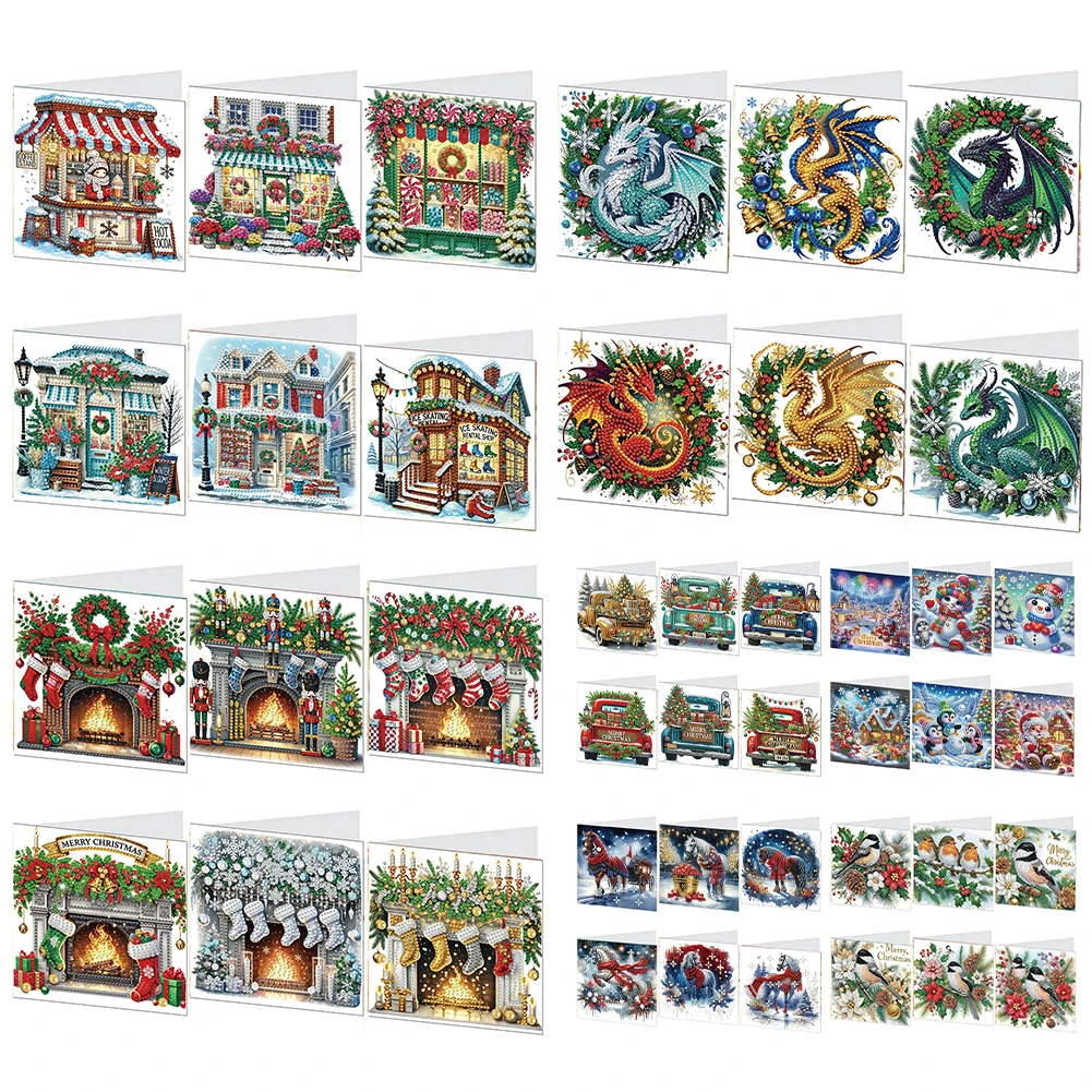 6 قطعة DIY حجر الراين الماس الفن فسيفساء بطاقات بريدية عيد الميلاد تصاميم الماس الفن بطاقات المعايدة شكرا لك بطاقات وبركات عطلة #4