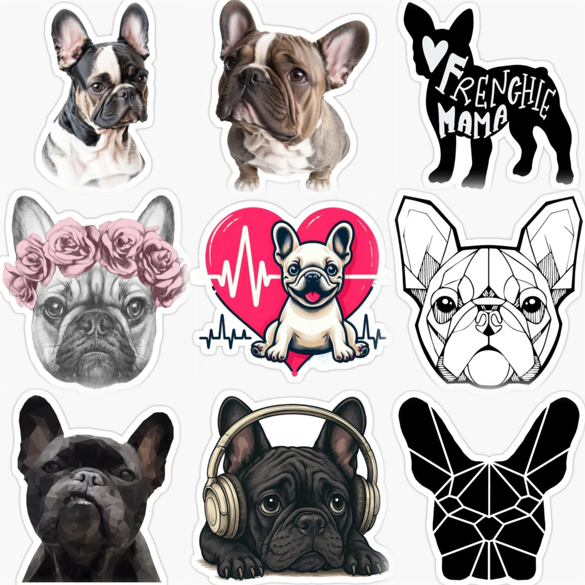 

French Bulldog Pets personalized Creative Car Stickers Customizable Size bicycle Motorcycle Window Helmet Wall Table Decal