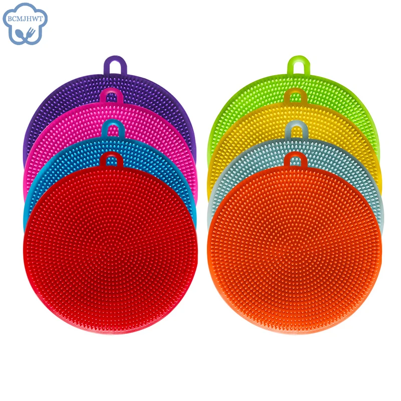 1PCS Silicone Cleaning Brushes Soft Silicone Scouring Pad Washing Sponge Dish Bowl Pot Cleaner Washing Tool Kitchen Accessories