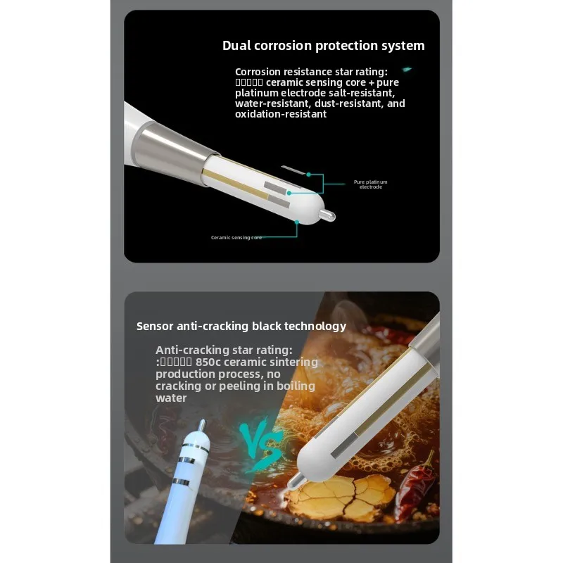 Ceramic salinity meter High temperature resistance, electronic salinity sensor Boiling brine salinity digital tester