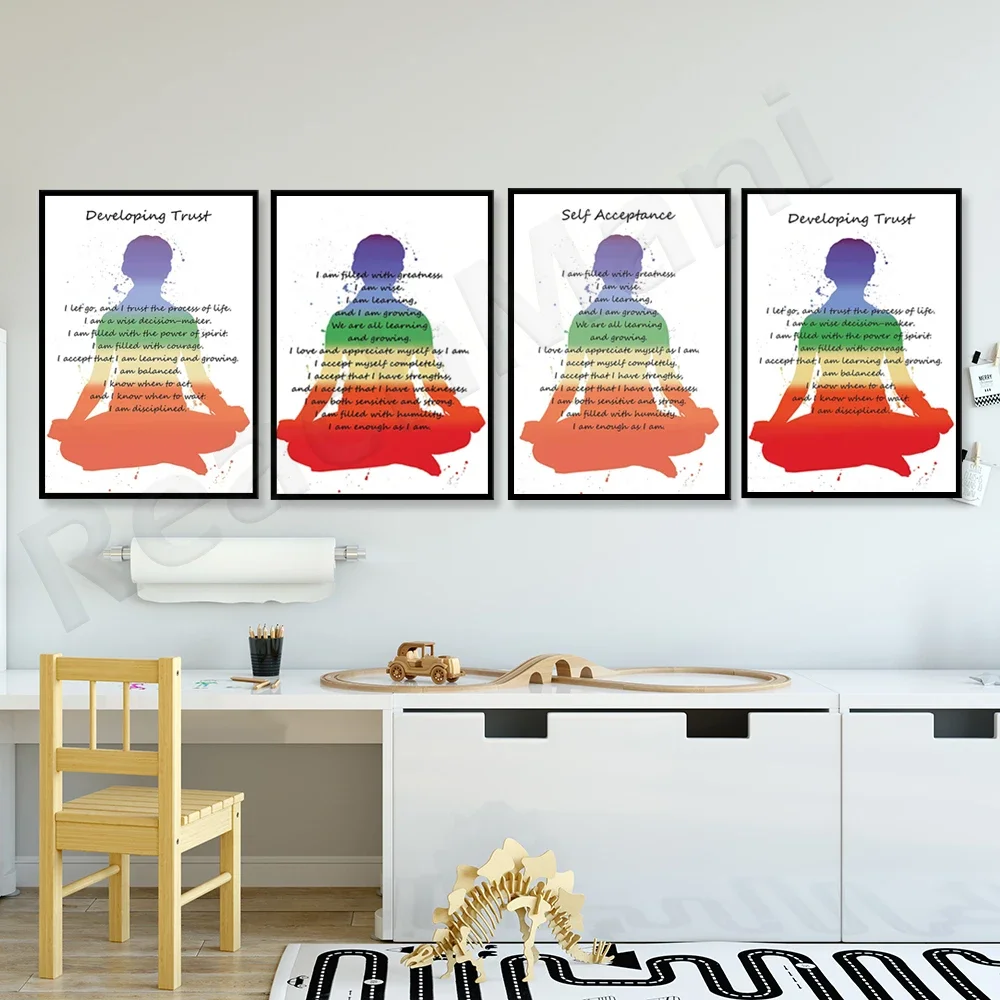 Chakra Prints | Chakra Posters | Healing Prints | Affirmations for Developing Trust | Mindfulness Wall Decor