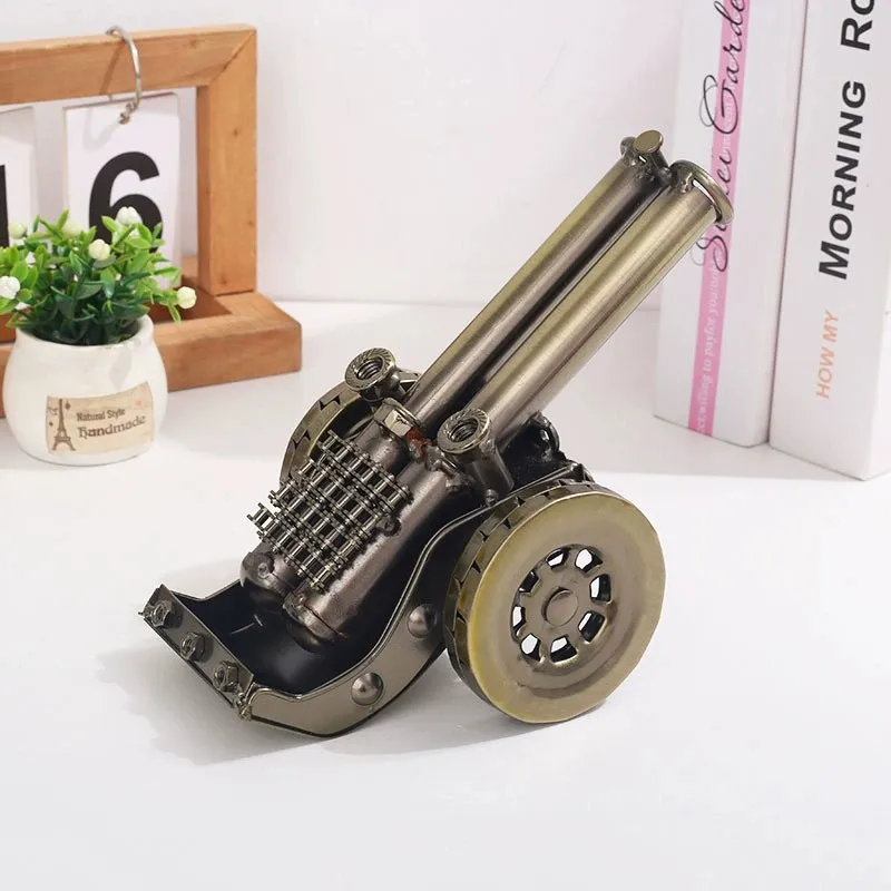 2026 New Metal Cannon Model Antique Decoration Door-Shaped Mortar Pure Hand Retro Iron Art Small Steel Office Desktop Ornament