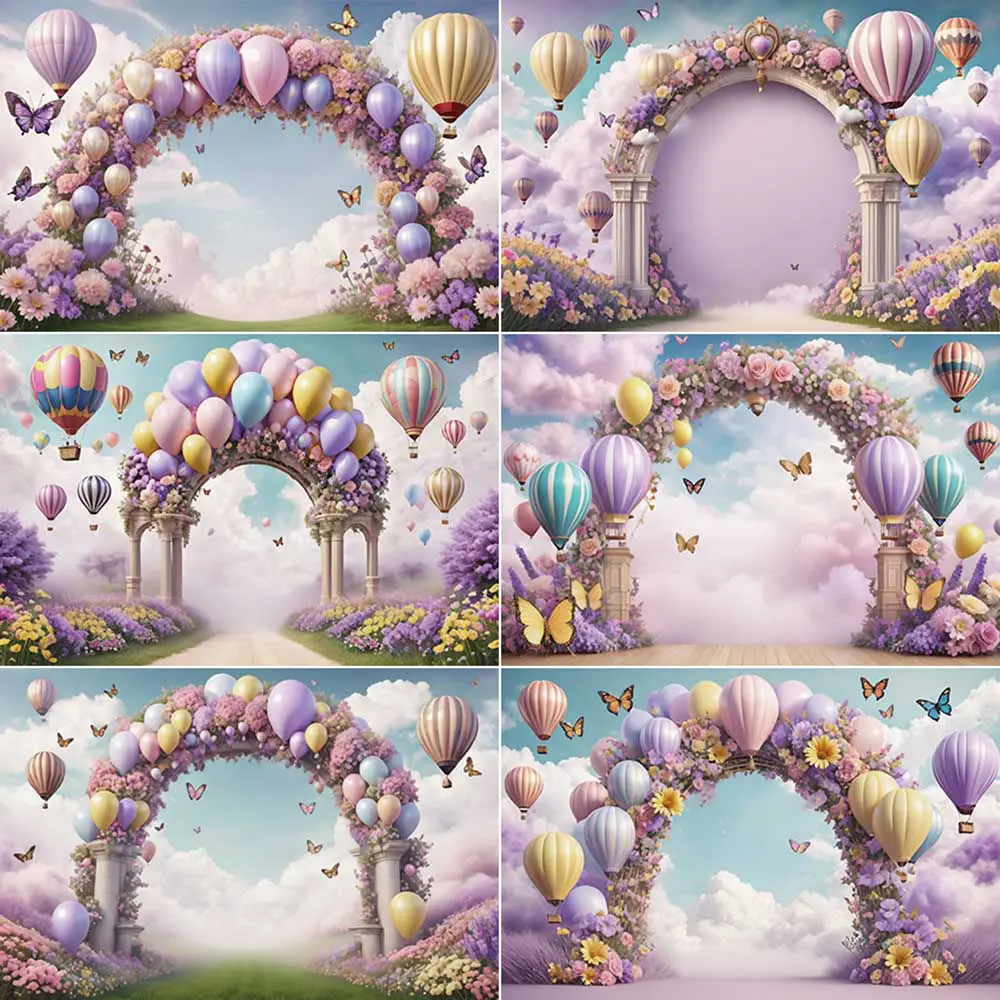 

MOON.QG Balloon Arch Photography Backdrop Floral Blossom Pathway Flowers Photozone Background Children Studio Photocall Supplies