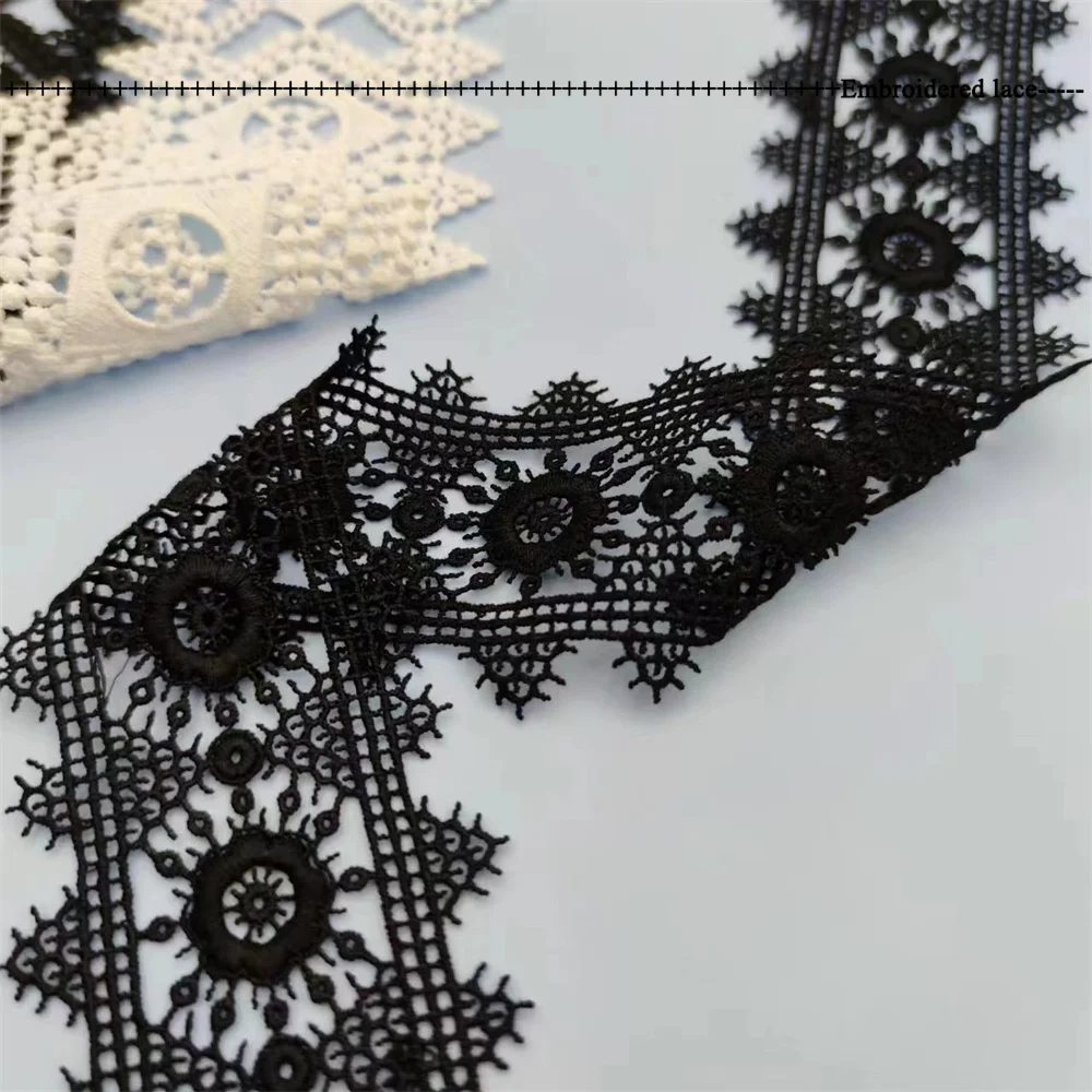 Embroidered Lace Fabric Black White Lace Trim Ribbons DIY Sewing Handmade Craft Materials