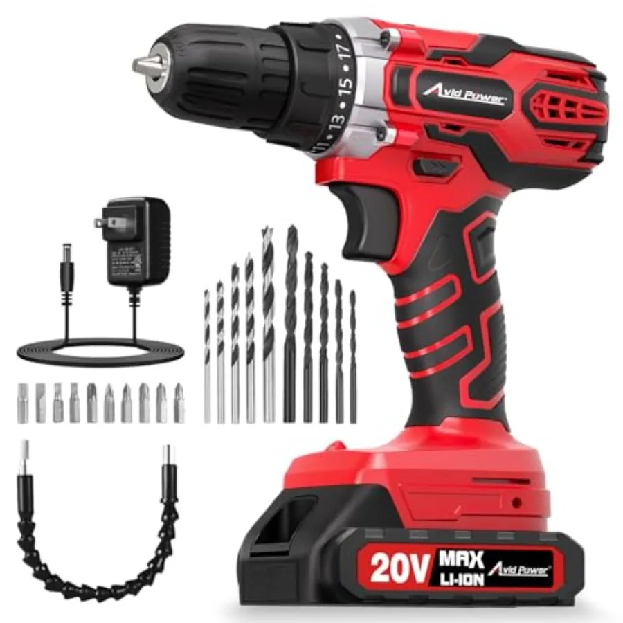 20V Cordless Power Drill Kit with Battery Charger