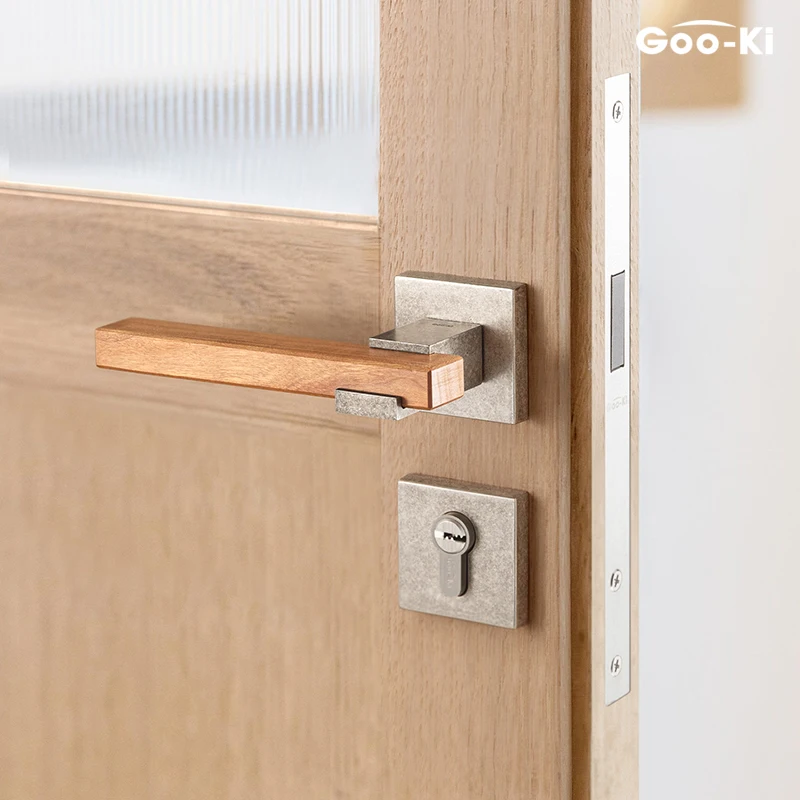 Imagem -05 - Goo-ki Cherry Wood Door Handle Grupo Quarto Household Silent Lock Banheiro Interior de Madeira Door Lock América do Norte