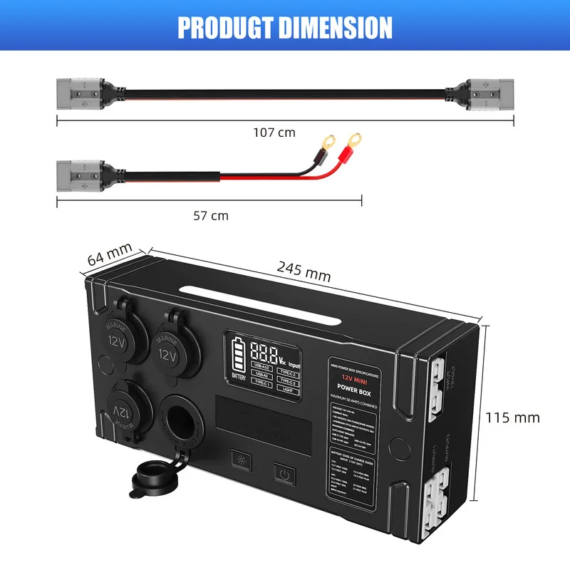 Fast Charging 12V Mini Power Box Socket Outlet Voltage Meter Indicator For Boat Charger Car Cigarette Lighter Socket