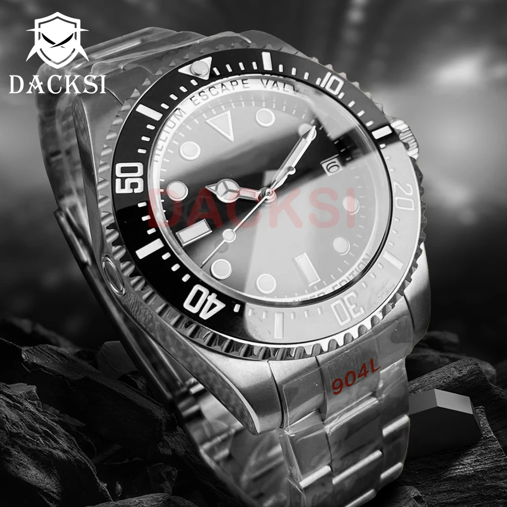 DACKSI 43mm NH35A PT5000 Stainless Steel Automatic Mens Watch Sapphire Glass Luminous Mechanical Wrist watch Rotating Bezel Date