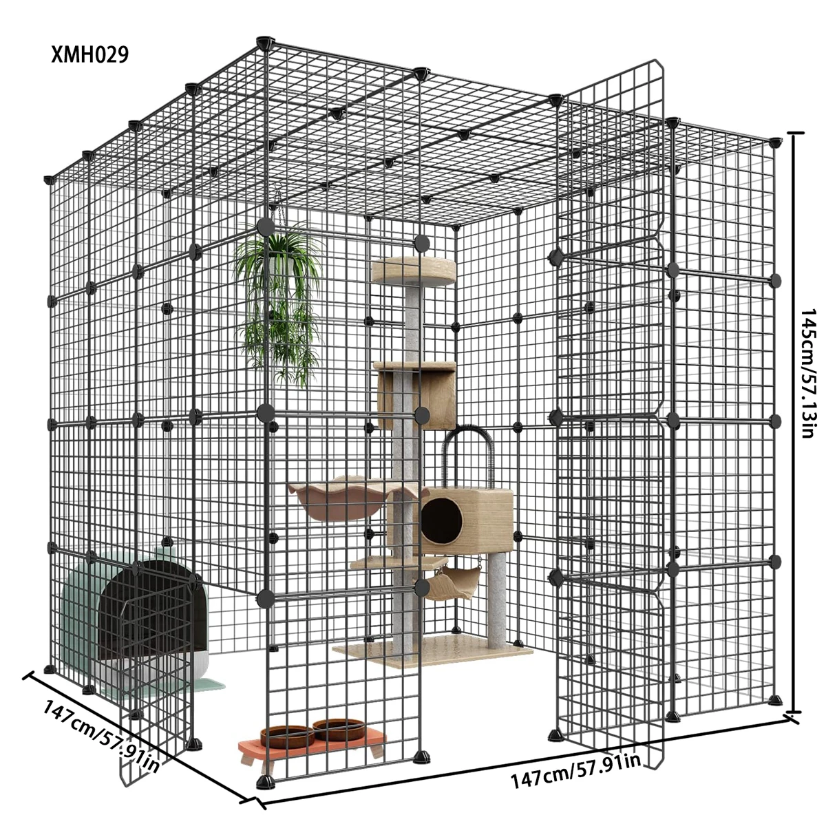 Cat Cage with Toilet, Villa-Style Large Free Space Indoor Empty Cage Cat House for Home Use, Small Cat Nest