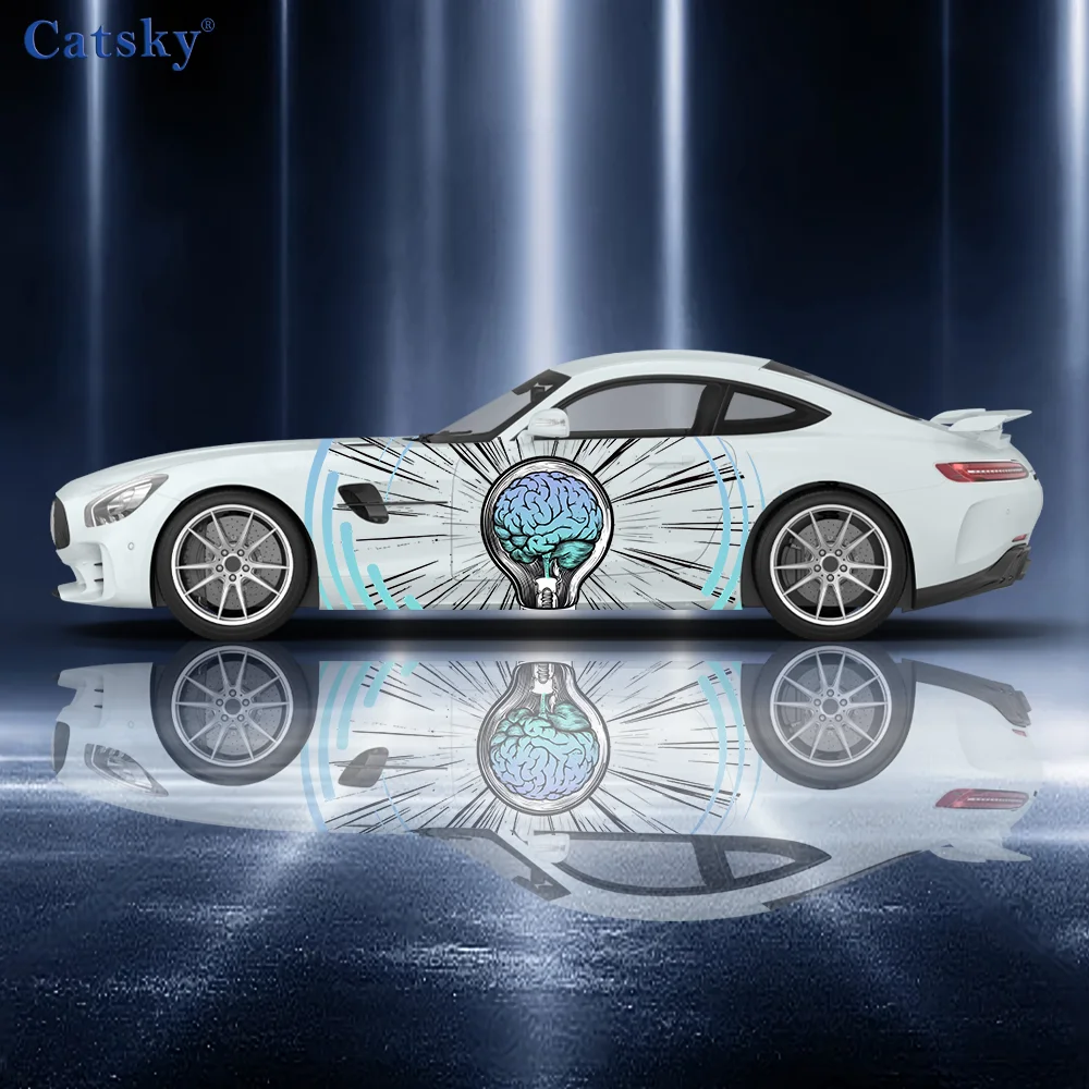 

Colorful Bulb Brain Pattern Car Vinyl Wraps Decal Self-adhesive PVC Sticker Suitable for Trucks SUV Decoration Auto Accessories