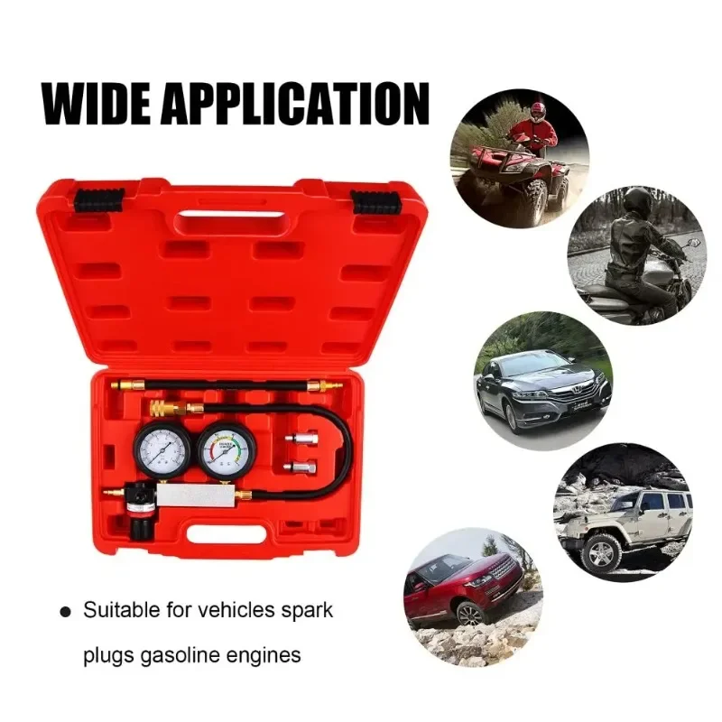 

Cylinder Leak Down Tester Engine Compression Diagnosis Tester Kit Dual Pressure Gauges Leakdown Detector Leakage Test Set