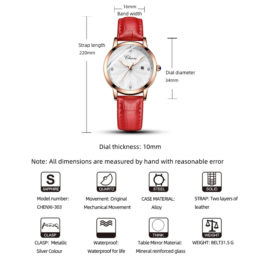 Women Watches Top Brand Luxury Fashion Leather Quartz Waterproof Ladies Luminous Wristwatch Rose Gold Female Clock Relógio Gift