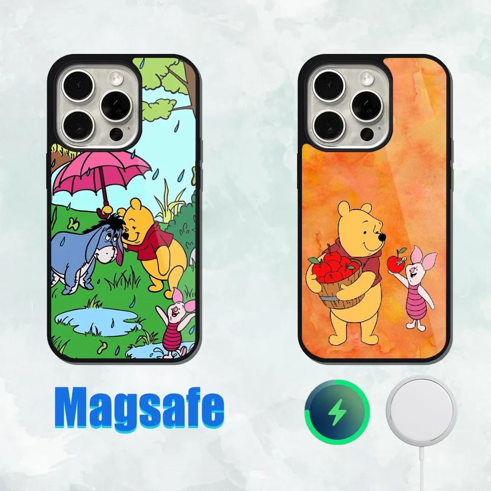 

Cartoon The W-Winnies P-Poohs Phone Case For iPhone Magsafe 11 12 13 14 15 Pro Magnetic Max Plus Wireless Charging