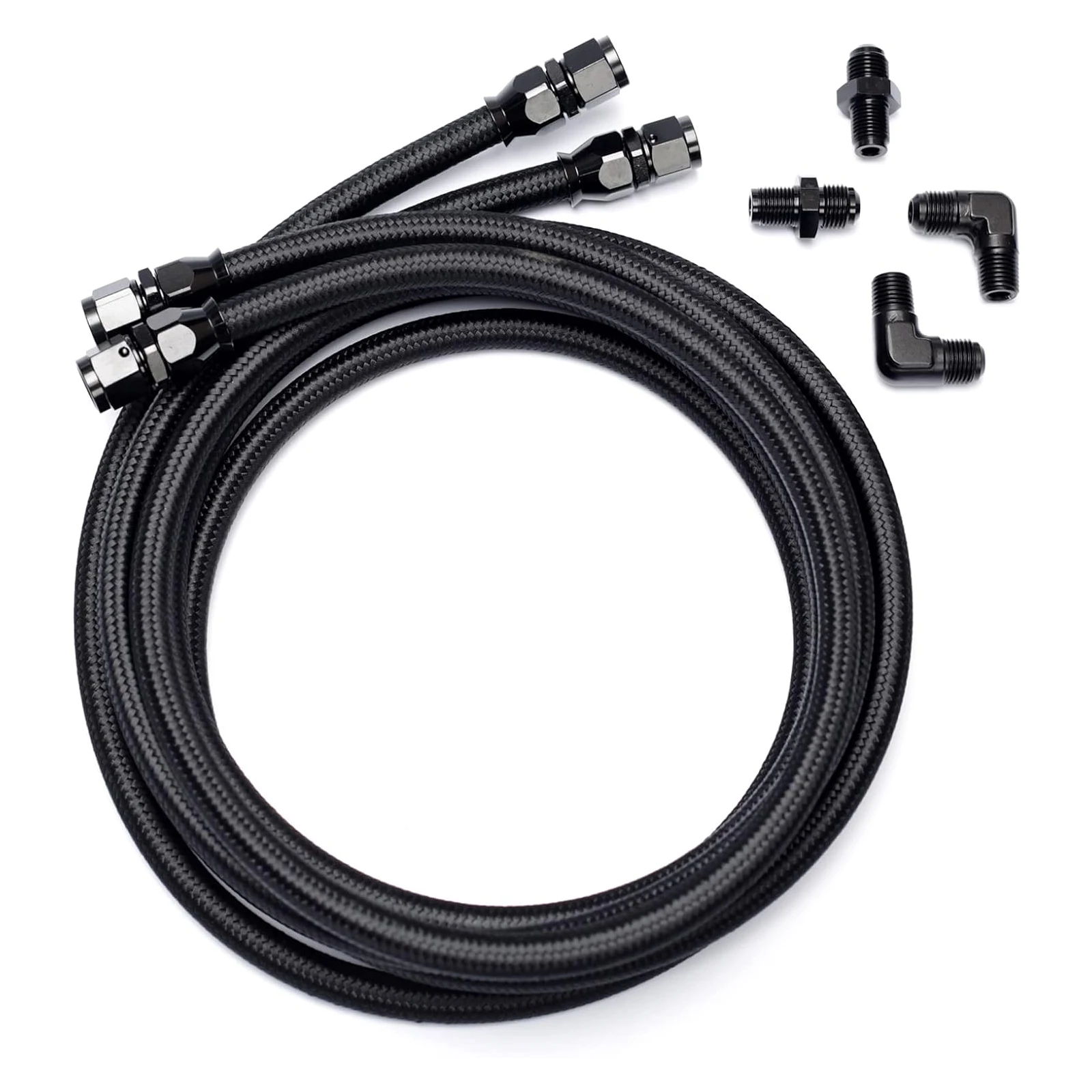 Transmission Cooler Line Kit 6AN PTFE 7ft Braided Hoses Fittings 2 Pack for 4L60 700R4 TH350 TH400 3L80 Stainless Steel Nylon