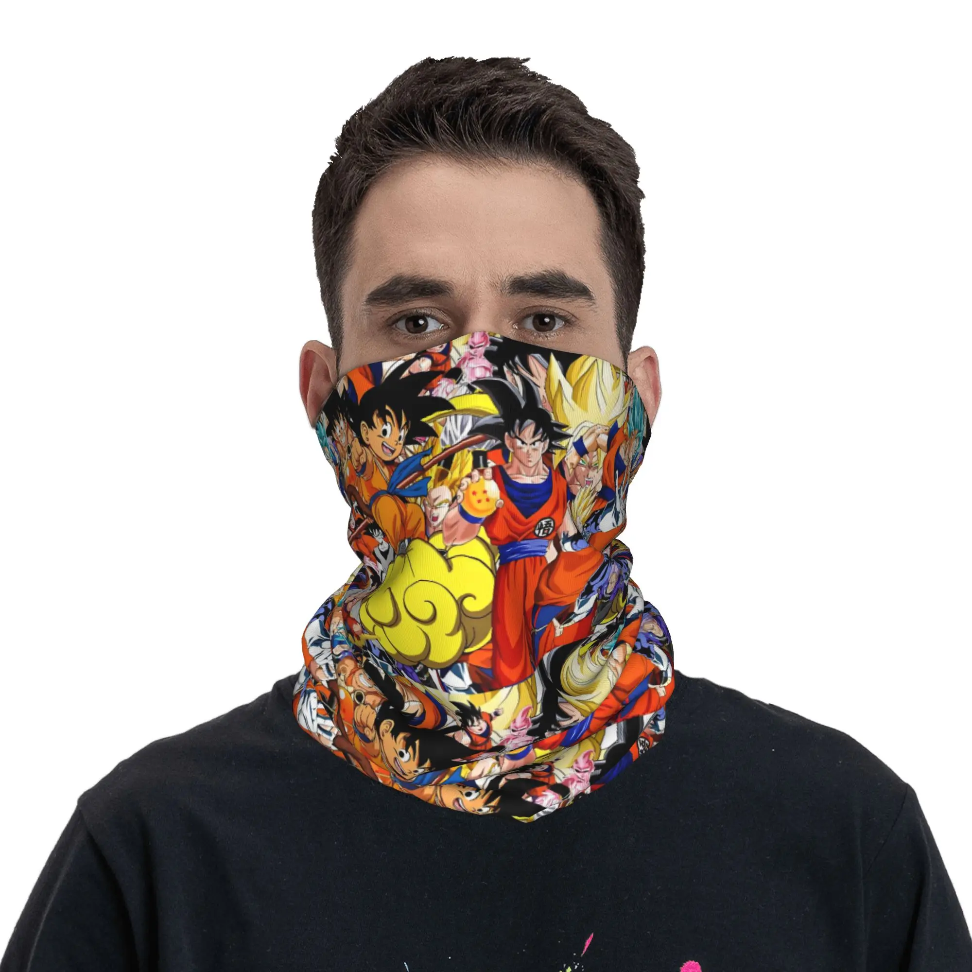 Custom DBZ Goku Manga Bandana Neck Warmer Women Men Winter Hiking Ski Scarf Gaiter Ultra Instinct  Face Cover