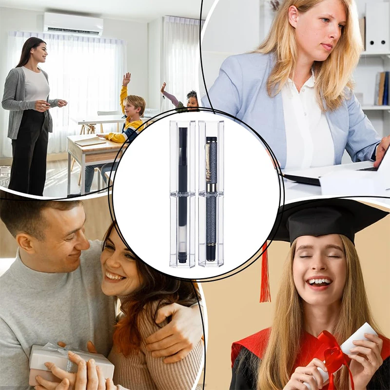 50Pcs Plastic Pen Case Transparent Pencil Case Box Clear Pen Storage Container for Student School Office