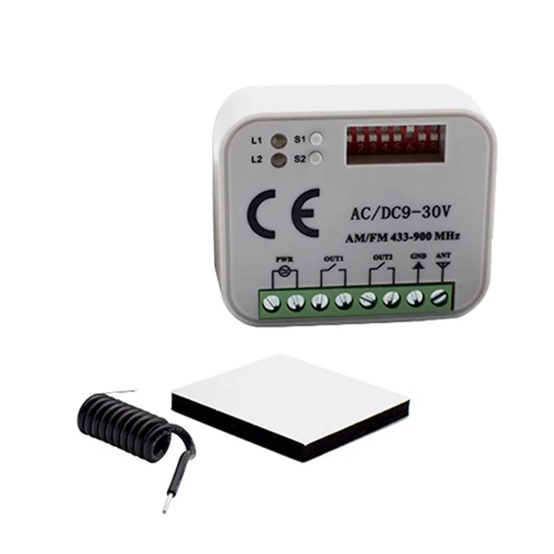 جهاز تحكم عن بعد لباب المرآب العالمي ، جهاز استقبال ، جهاز تحكم 2ch ، مفتاح إرسال ، RX ، تردد متعدد ، تجربة من الخارج ، أبيض