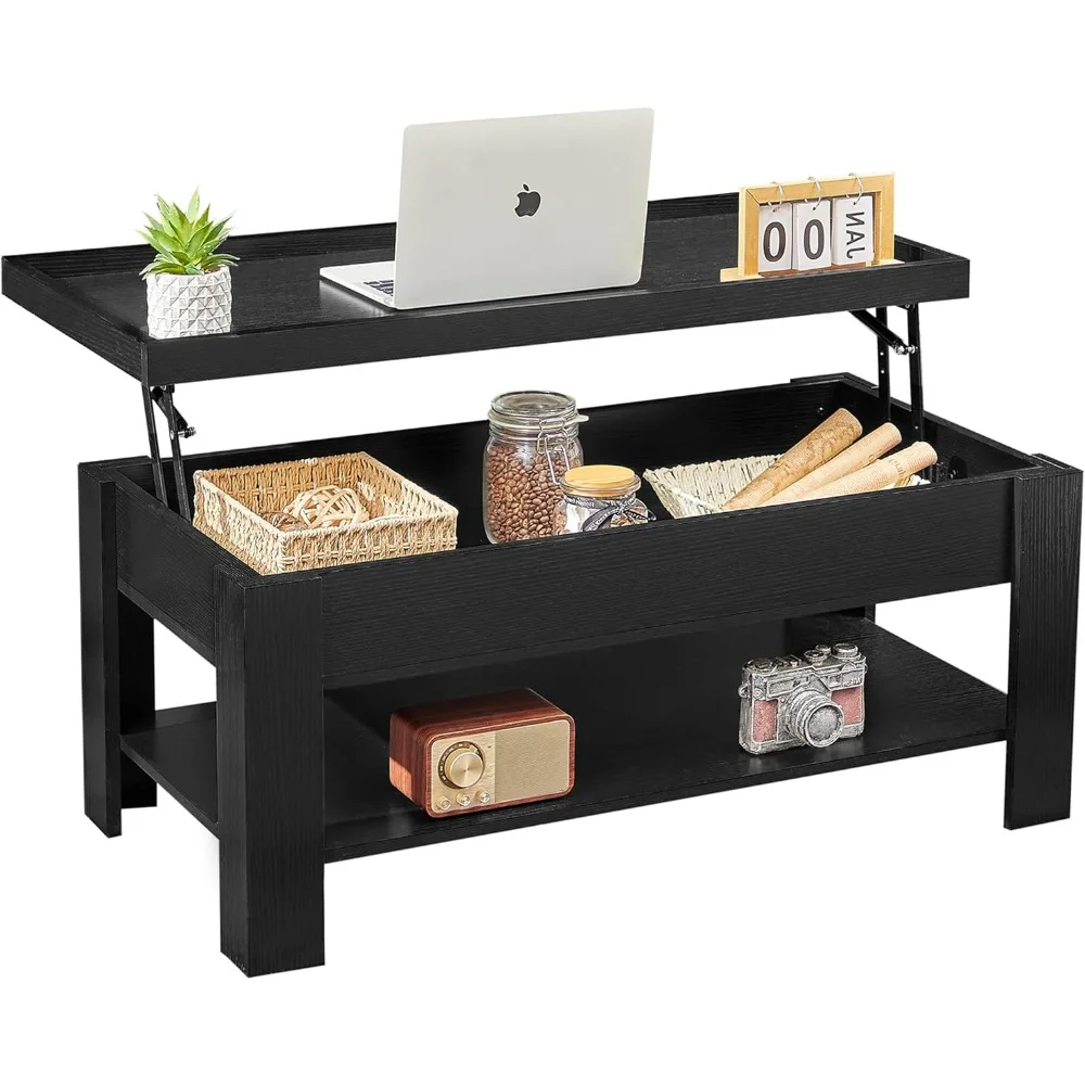 

Lift Top Coffee Table with Storage Shelf and Hidden Compartment for Living Room/Office Reception