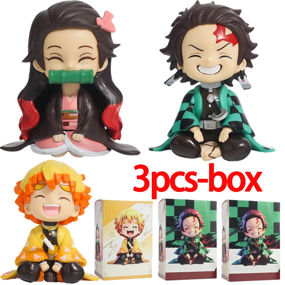 Figurine de 10 cm de Tanjiro Kamado et Nezuko, personnage de l’anime Demon Slayer, jouet, modèle en PVC, décoration, poupée, cadeau de Noël ou d’anniversaire.