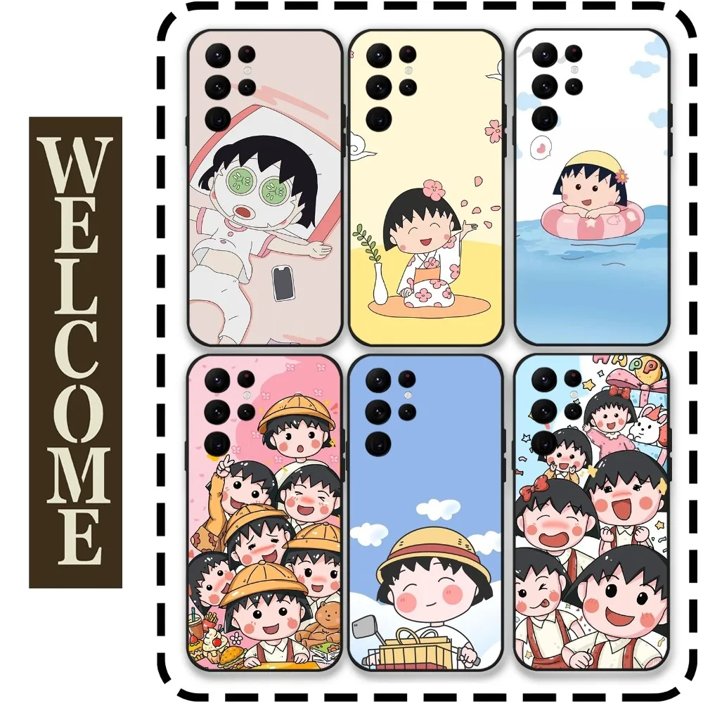 Catoon Chibi M-Maruko ChanS Phone Case for Samsung Galaxy S24 Ultra S22 S23 Ultra S21 S20 5G Protective Silicone TPU Funda