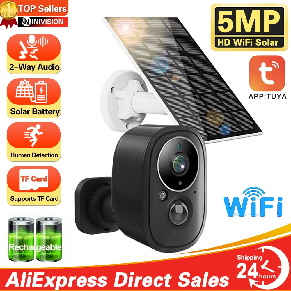 Security Cameras Wireless Outdoor, 5MP Battery Powered WiFi Camera AI Motion Siren Spotlight, Night Vision, Works With Tuya APP