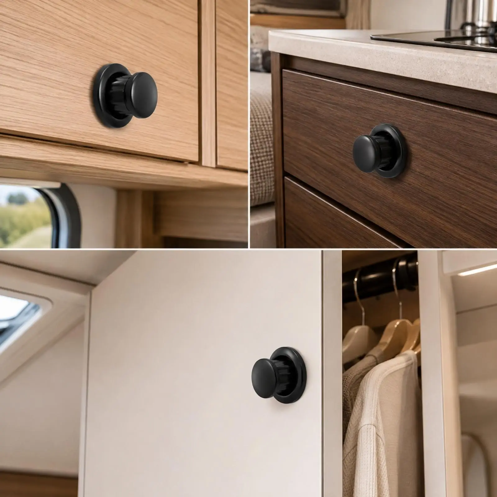 Cylindrical Push-Button Cabinet Lock Body Press-to-Lock Hole Opener Press-to-Open Cabinet Latch for Overhead Doors, Drawers