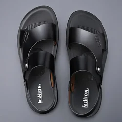 Men Shoes Fashion Genuine Leather Sandals Cow Leather Casual Slipper Soft Sole Beach Shoes