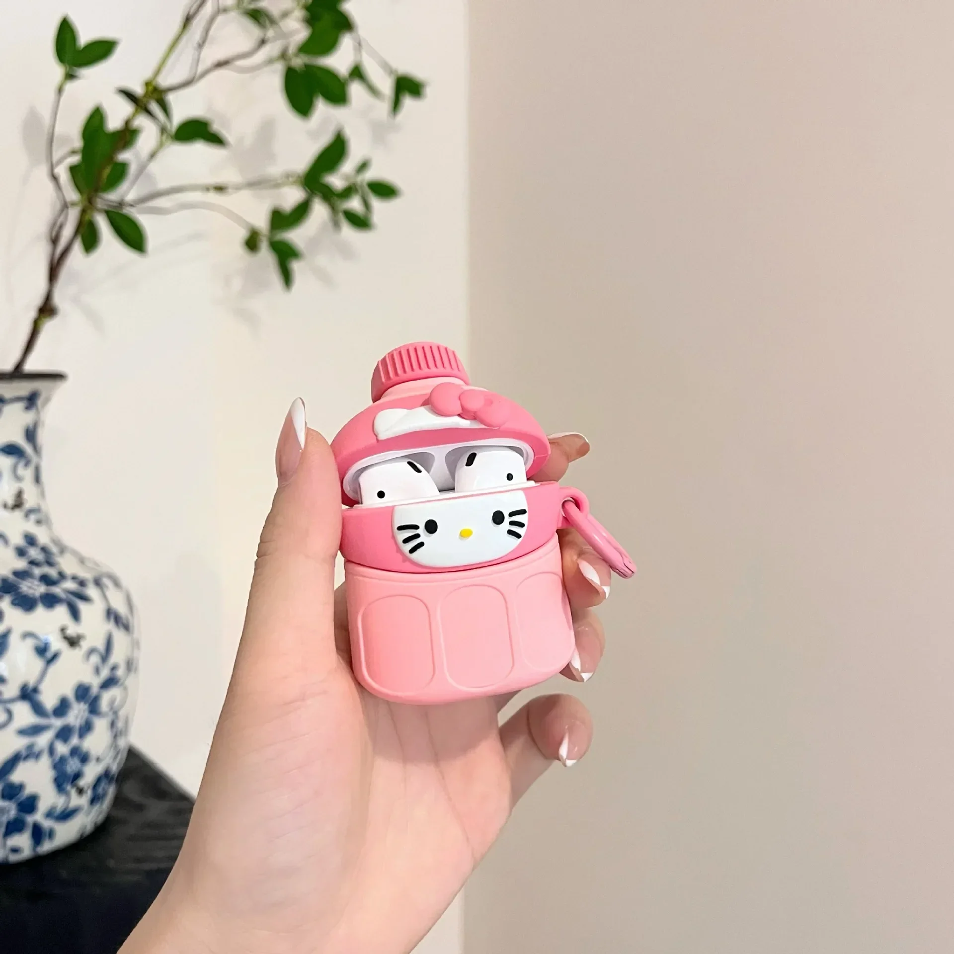 Hello Kitty สําหรับ Airpods Pro 2 กรณี, 3D ขวดน้ําสําหรับ Airpods Case, ซิลิโคนป้องกันหูฟังสําหรับ Airpods 3 กรณี Funda