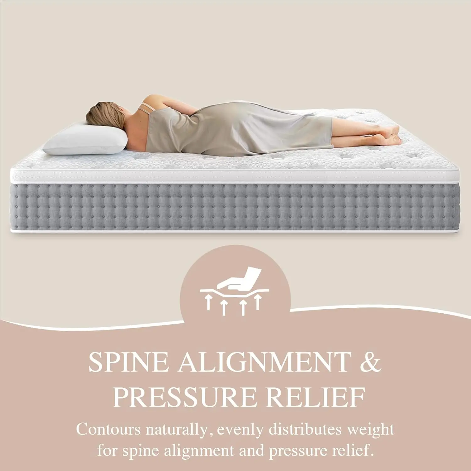 14 Inch Hotel Collection Hybrid Mattress Extra Lumbar   Support Pain Relief Cooling Gel Compressed Bed in a Box