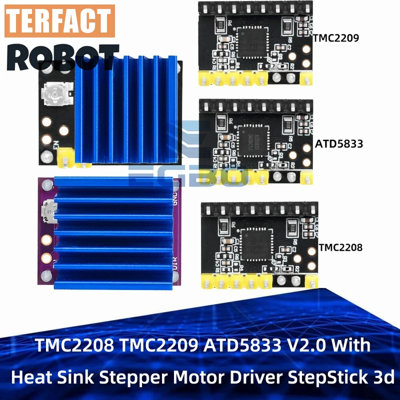TMC2208 TMC2209 ATD5833V2. Pilote de moteur pas à pas 0 avec radiateur, pièces d'imprimante StepStick3D, 2.5a256, impression silencieuse