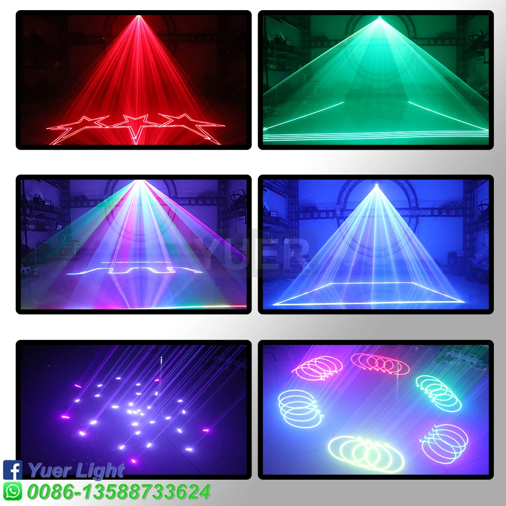 ILDA 2W RGB Beam Scanner Stage Laser Lighting Effect Projector DMX DJ Disco Bar Club Party Dance Wedding Xmas Holiday Show Lamp