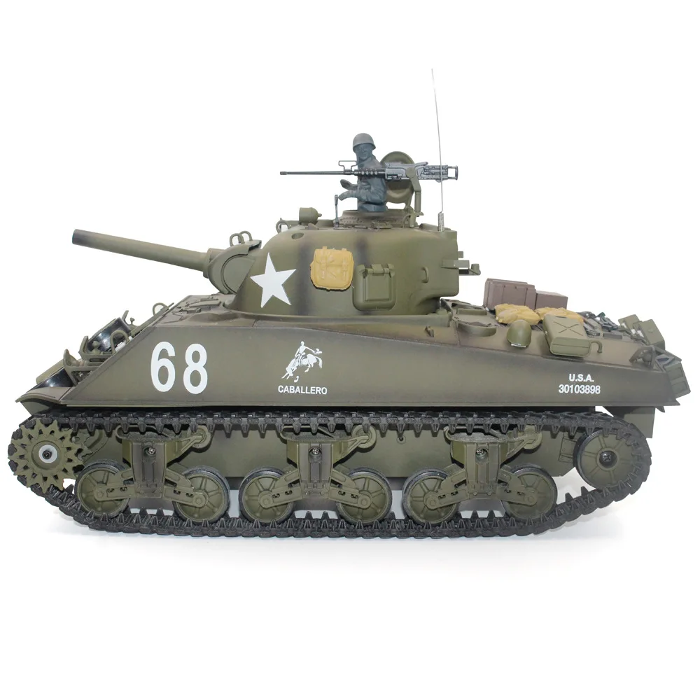 Henglong 3898-1 Metal US M4A3 Main Battle Tank RC Model US Sherman 1:16 Battle Simulation Remote Control Toys Car