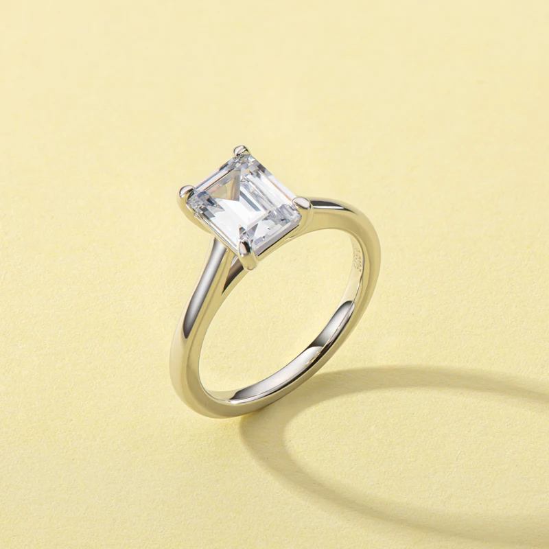 

Lnkry anillo plata 925 Sterling Silver Emerald Cut Cubic Zircon Solitaire Ring For Women Wedding Engagement Rings Jewelry