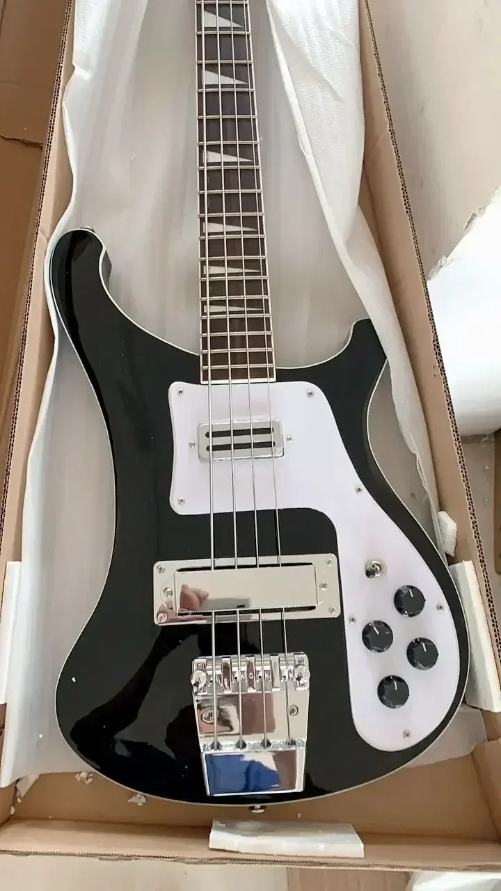 Custom shop Promiton! Backer 4 Strings Black 4003 Electric Bass Guitar Chrome Hardware, Triangle MOP Inlay, Rosewood Fingerboard