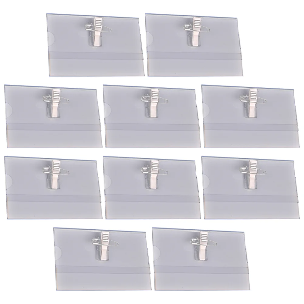 50 Pcs Labels Transparent Badge Name Tag Holders with Clips for Badges Work Chest Card Staff