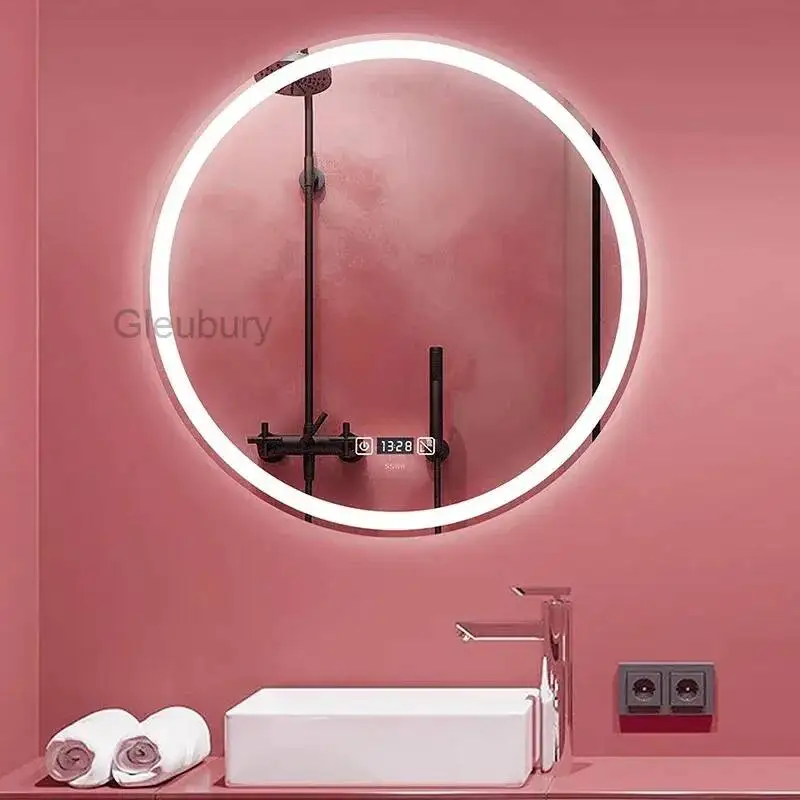 Table Round Wall Vanity Mirror Makeup Mirrors Full Body Light Bathroom Shower Backlight Acrylic Lighting Large Espejos Toilet
