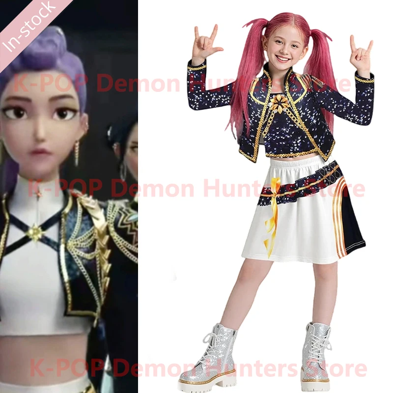 

2025 for Huntrix Kpop Demon Hunters Costumes for Girls Rumi Singers Outfits Anime Zoey Mira Cosplay Halloween Dance Uniform