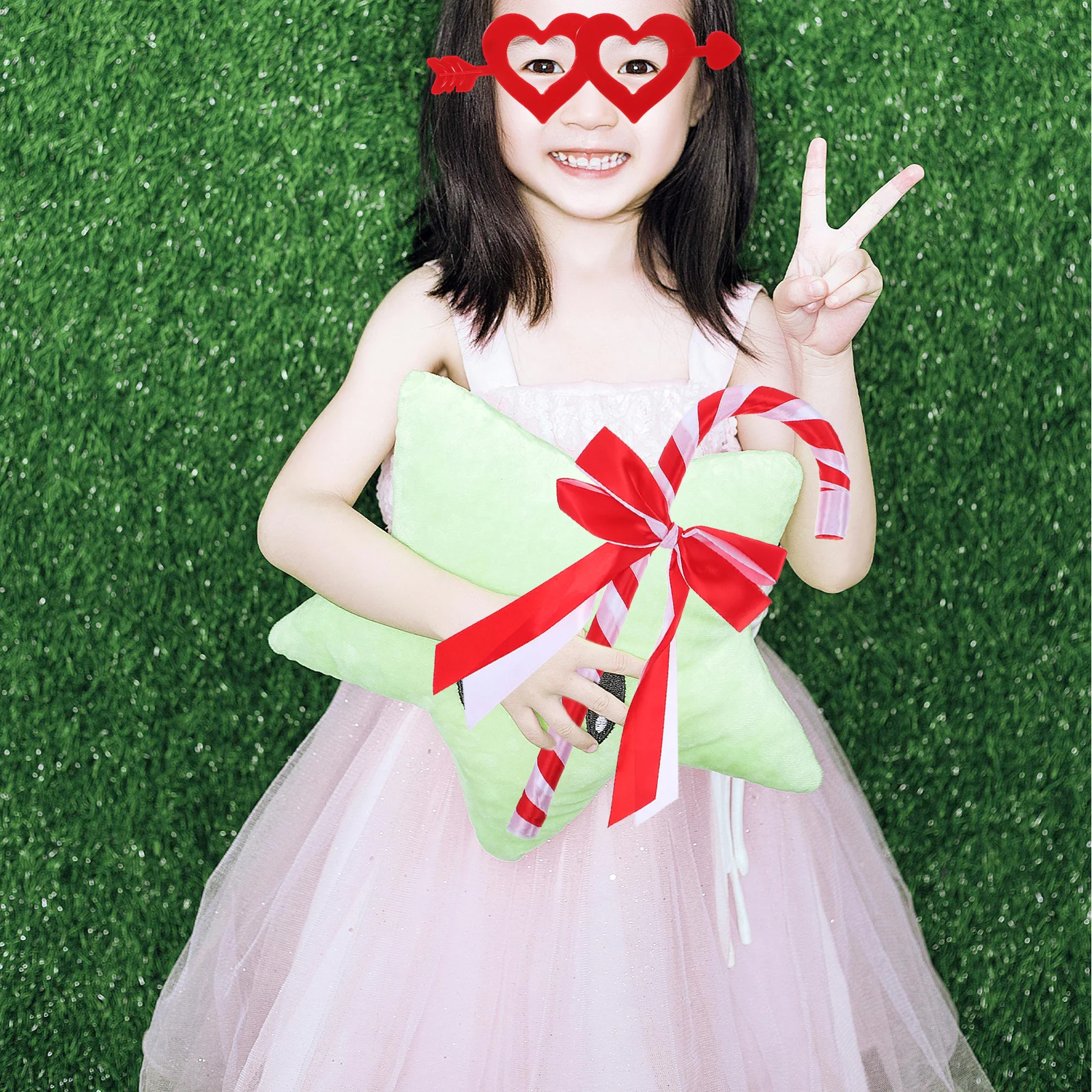 

1Set Heart Shaped Glasses Decorative Cane Prop Valentines Day Party Photo Booth Wedding Stage Cosplay Costume Accessories